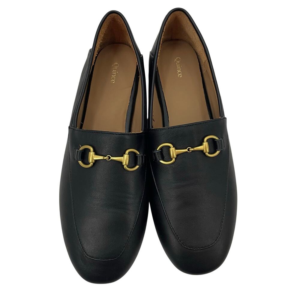 Quince Italian Leather Horsebit Loafers Black 10 - Picture 4 of 10